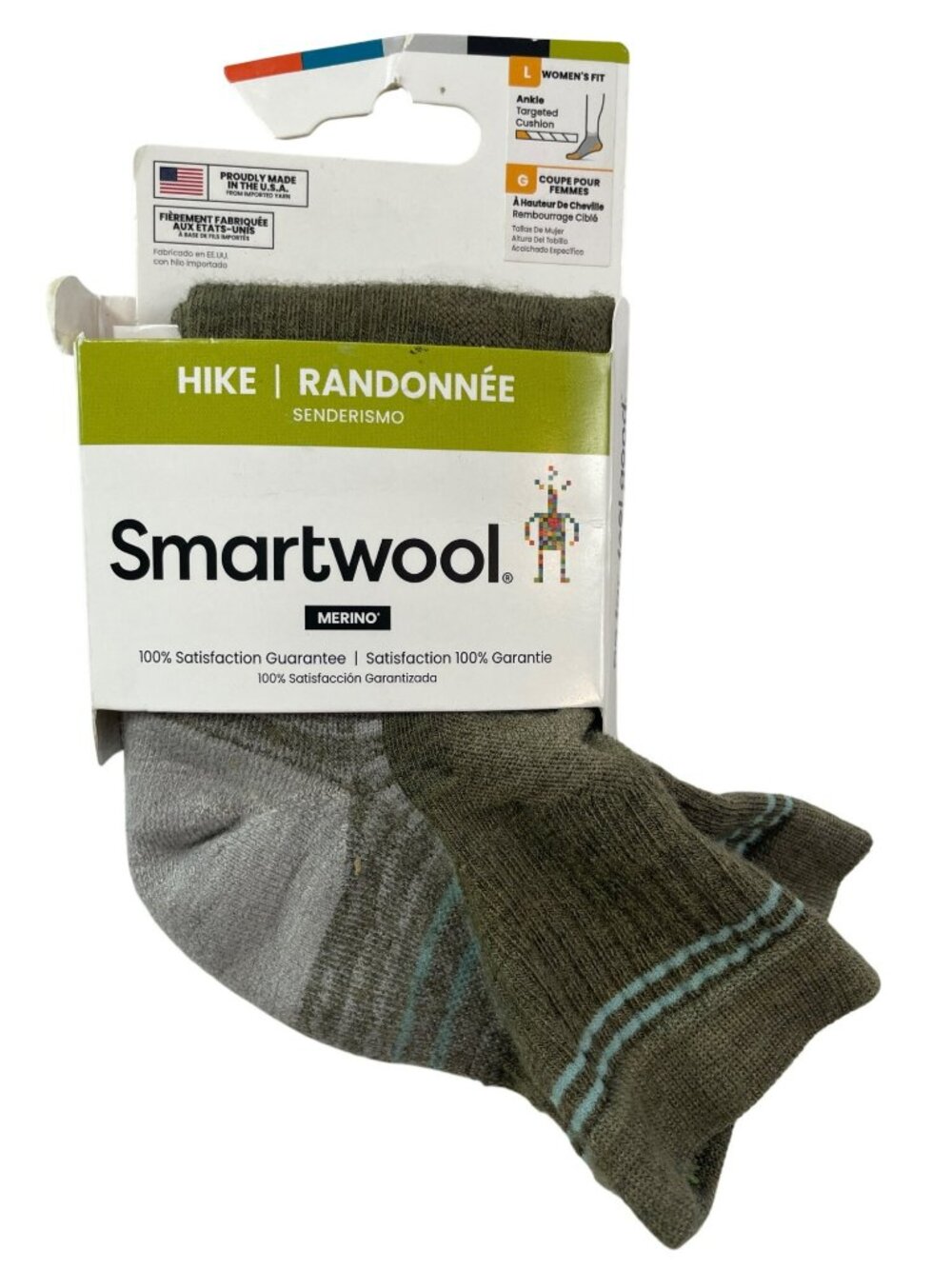 Smartwool Hike Ankle Socks Merino Wool Winter Moss Women's Size L (10-12.5) NWT